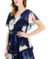 Фото #4 товара Women's Printed V-Neck Capelet Tiered Dress