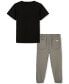 Фото #2 товара Комплект для мальчиков Calvin Klein толстовка с коротким рукавом и джоггеры из твила, 2 шт.