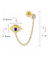 ფოტო #2 პროდუქტის Genuine Tiny Yellow 10K Gold Spiritual Blue CZ Protection Amulet Double Piercing 1 Piece Chain Evil Eye Stud Earring Ear Lobe Cartilage For Women