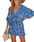 ფოტო #1 პროდუქტის Women's Abstract Print Drawstring Romper