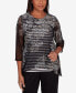 ფოტო #1 პროდუქტის Women's Opposites Attract Floral Mesh Stripe Top