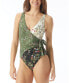 Фото #1 товара Vince Camuto Piccadilly Surplice Wrap Tie One-Piece Swimsuit Green Size 8