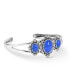 Sterling Silver Women's Cuff Bracelet Denim Lapis Gemstone Size Small - Large