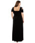 ფოტო #2 პროდუქტის Plus Size Velvet Cold-Shoulder Gown