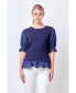 Women's Eyelet Mixed Media Knit Top