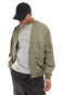 ASOS DESIGN oversized bomber jacket with v neck in khaki