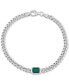 ფოტო #1 პროდუქტის Lab-Grown Emerald Curb Link Bracelet (7/8 ct. t.w.) in Sterling Silver