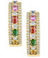 ფოტო #3 პროდუქტის EFFY® Multi-Sapphire (3/4 ct. t.w.) & Diamond (5/8 ct. t.w.) Small Hoop Earrings in 14k Gold, 0.75"