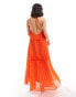 Фото #4 товара ASOS DESIGN halter neck pleat frill maxi dress in tomato