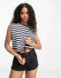 Фото #1 товара ASOS DESIGN oversized tank with rolled sleeve and drawstring hem in stripe