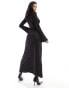 Фото #6 товара NA-KD rib knit maxi dress in black