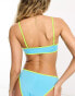 Фото #2 товара Monki co-ord scoop neck bikini top in blue and lime green