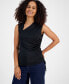 Women's Asymmetrical-Neck Side-Shirred Blouse, Created for Macy's