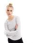 Фото #1 товара Vero Moda fine rib long sleeved top in light grey melange