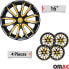 Фото #4 товара OMAC Hubcaps Wheel Trims Set 16 Inch Compatible with Car Car Made of Pa66 M20 + PP ABS Material Steel Rims Wheel Centre Caps 1 Set (4 Pieces) Black/Yellow Front and Rear