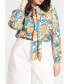 Фото #2 товара Plus Size Printed Tie Neck Blouse