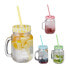 Фото #1 товара Бокалы летние с крышкой и соломкой, набор из 4 штук Relaxdays Summer Jar 500 мл
