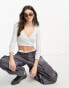 Фото #2 товара Bershka ballet wrap top in pale grey