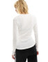 Monki ribbed long sleeve top in white Белый, XS - EU 34-36 - фото #4