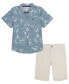 ფოტო #1 პროდუქტის Toddler Boy Plaid Poplin Button-Front Shirt Twill Shorts Set