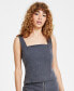 Фото #1 товара Women's Sleeveless Studded Denim Top, Created for Macy's