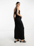 Фото #3 товара ASOS DESIGN scoop drape midi with ruched seam and poppers in black