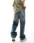 Weekday Galaxy loose fit baggy jeans in heavy wash blue