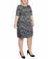 ფოტო #3 პროდუქტის Plus Size Elbow Sleeve Side Pleat Dress