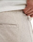 Abercrombie & Fitch pull on linen blend pleated loose fit trousers in beige