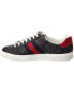 Фото #2 товара Gucci Ace Web Gg Supreme Canvas & Leather Sneaker Men's Black 9.5 Uk