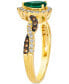 Costa Smeralda Emeralds (3/8 ct. t.w.) & Diamond (1/3 ct. t.w.) Pear Halo Ring in 14k Gold