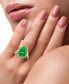ფოტო #2 პროდუქტის EFFY® Dyed Green Jade (17x12mm) & Diamond (1/10 ct. t.w.) Statement Ring in 14k Gold