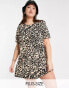 Wednesday's Girl Curve smock mini dress with pleated front in grunge leopard