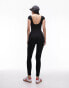 Фото #4 товара Topshop seamless cap sleeve unitard in black