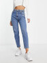 Bershka comfort fit mom jean in mid blue