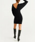 Фото #2 товара Mango Women's V Neck Dolman Sleeve Dress Black XS