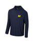 Фото #3 товара Men's Navy Michigan Wolverines Cloud Jersey Raglan Long Sleeve Hoodie T-shirt