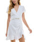 ფოტო #1 პროდუქტის Junior's Belted Ruched Ruffle Dress