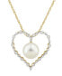 ფოტო #1 პროდუქტის Cultured Freshwater Pearl & Diamond (3/8 ct. t.w.) Heart 18" Pendant Necklace in 14k Gold