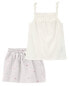 Фото #1 товара Baby 2-Piece Textured Smocked Tank & Jersey Skort Set 12M