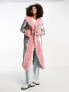 Annorlunda metallic faux shearling edged coat in silver and pink