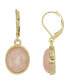 ფოტო #1 პროდუქტის 14K Gold Plated Rose Quartz Semi Precious Oval Drop Earrings
