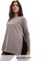 Фото #1 товара Cotton On Maternity classic stud side fleece crew sweatshirt in washed brown