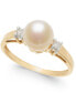 ფოტო #1 პროდუქტის Cultured Freshwater Pearl & Diamond (1/10 ct. t.w.) Ring in 14k Gold