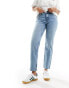 Фото #2 товара Vero Moda Kyla mid rise wide straight leg jeans in light blue wash