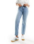 Фото #1 товара Vero Moda Kyla mid rise wide straight leg jeans in light blue wash