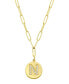 Фото #1 товара ADORNIA tarnish Resistant 14K Gold Plated Pave Crystal Initial Disc Paperclip Necklace