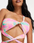 Фото #4 товара ASOS DESIGN cross detail swimsuit in kaleidoscope print