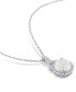 ფოტო #3 პროდუქტის Opal (1-3/4 ct. t.w.) and White Topaz (2/5 ct. t.w.) Halo Charm 18" Necklace in Sterling Silver