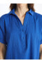 Фото #3 товара LCW Gömlek Yaka Düz Kısa Kollu Kadın Elbise